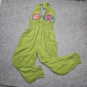 Floral Embroidered Halter Green Floral Cutout Jumpsuit S/M